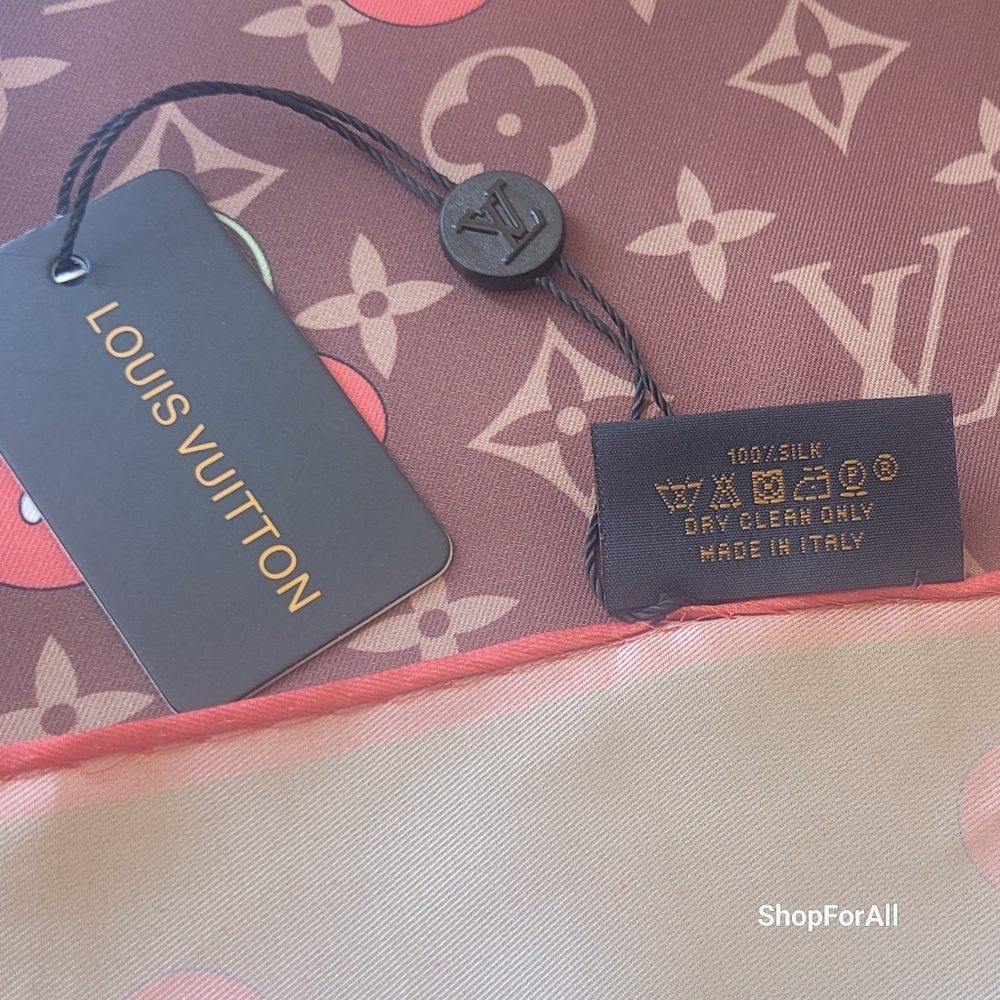 LOUIS VUITTON Vintage LV Monogram Perfo Scarf Wrap Dot Brown Orange - Picture 7 of 10